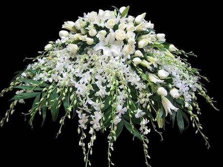 White Aurora Casket Spray