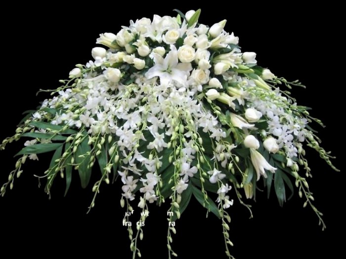 White Aurora Casket Spray