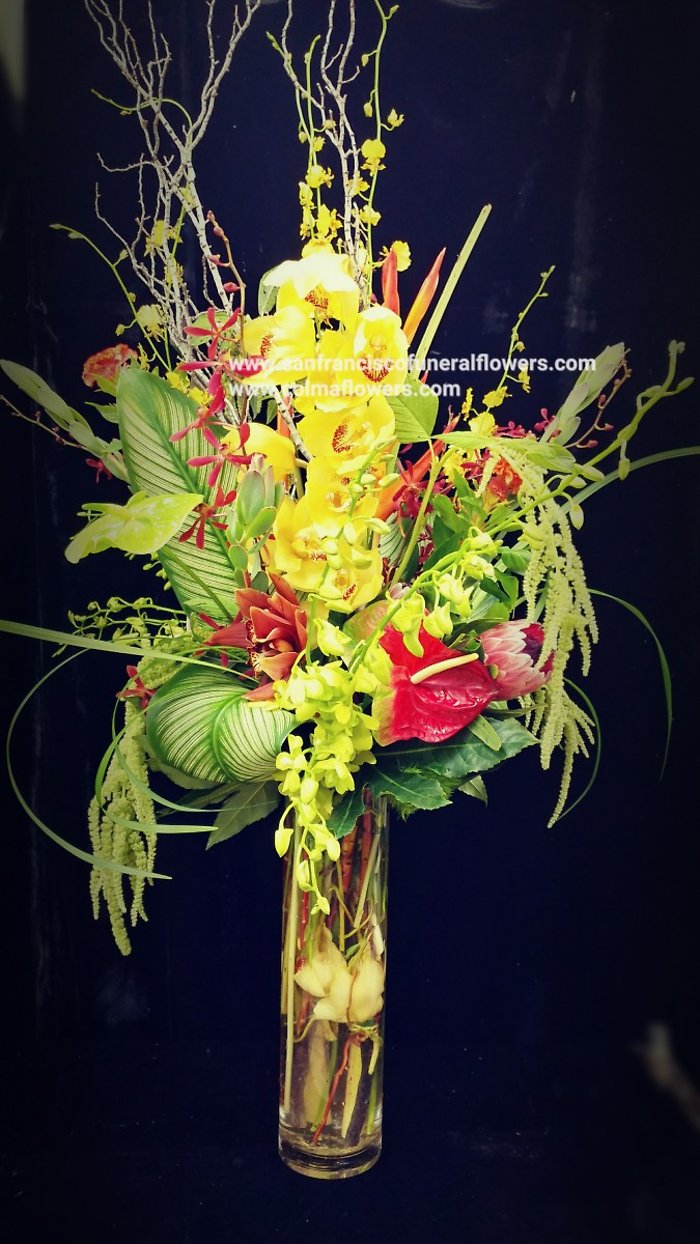 Tropical dreams cylinder vase arrangement