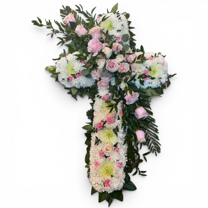Blush and white cross