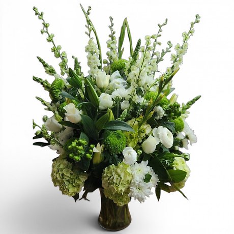 Green and white premium vase arrangement