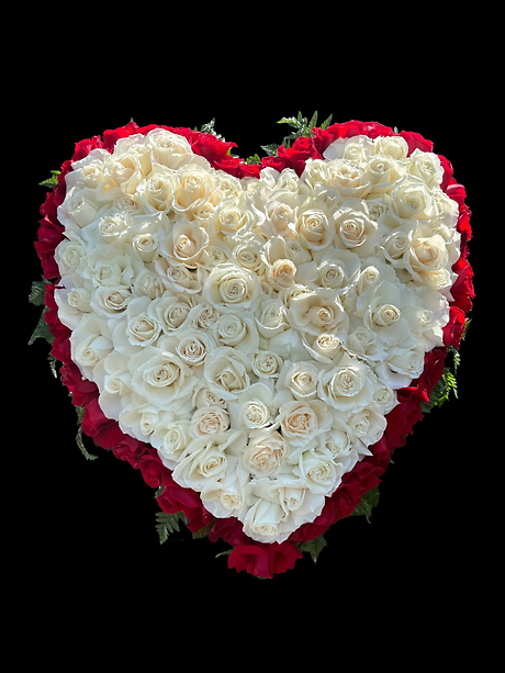 Love you forever- white & red rose solid heart
