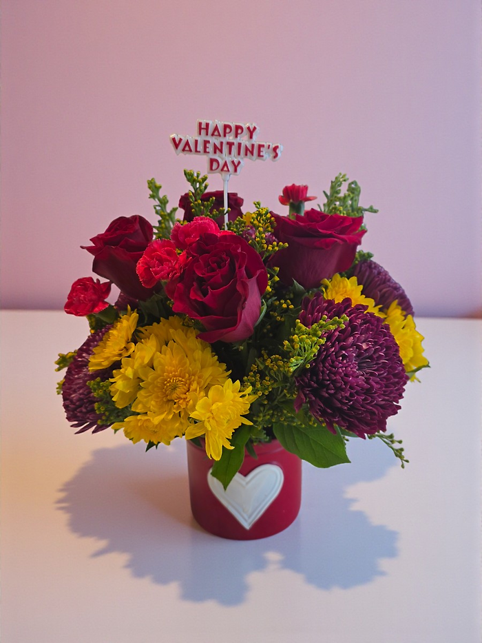 Bright blooms valentines vase