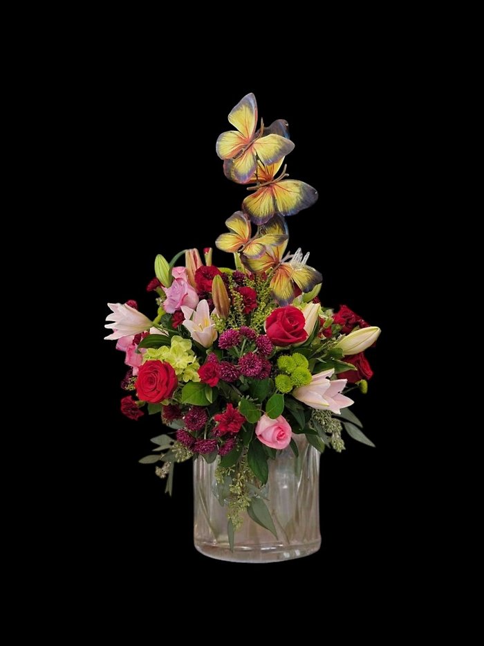 Enchanting garden bloom with butterflies