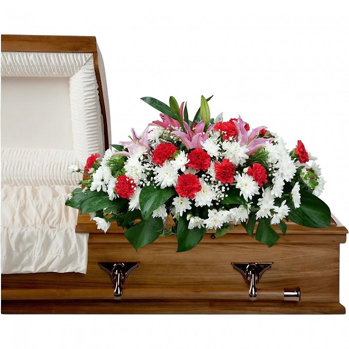 Lilies and love casket spray