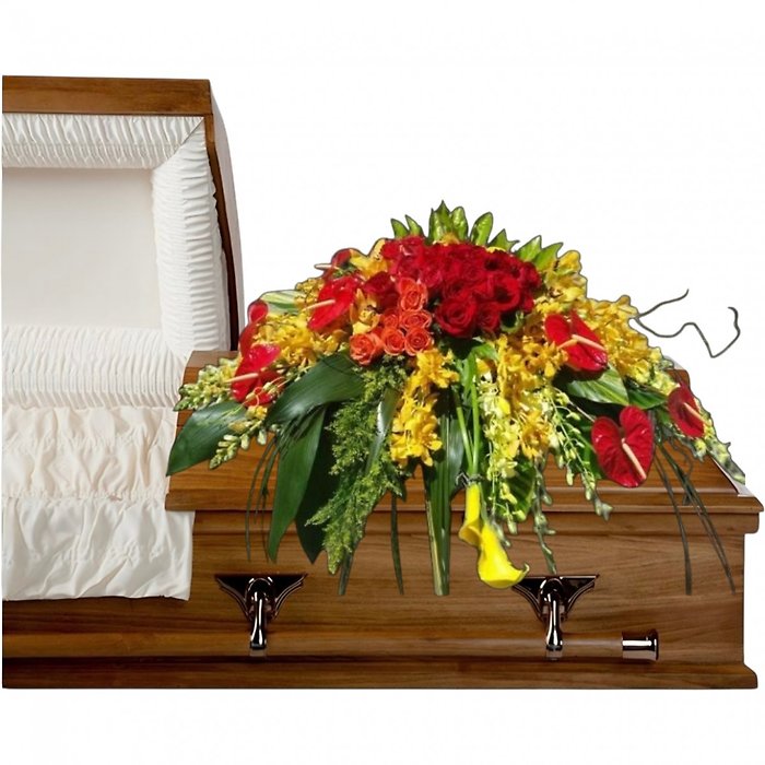 Tropical Medley casket spray