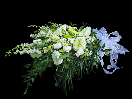 White assortment casket presentation bouquet