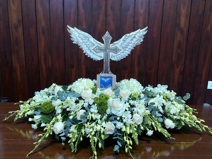 Solace Haven Cross photo frame  Memorial Arrangement