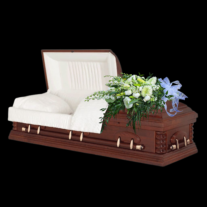 White assortment casket presentation bouquet