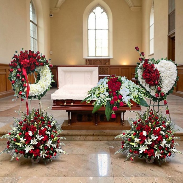 Traditional Red and white funeral set