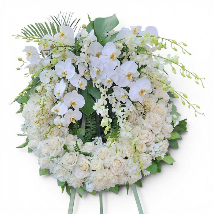 Traditional  Premium flowers All White Wreath
