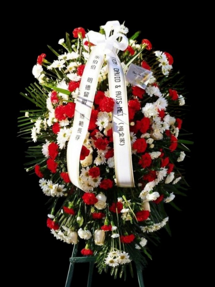 Traditional Red and white carnation spray