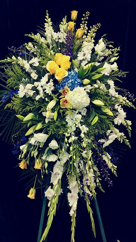 Blues and yellows standing spray