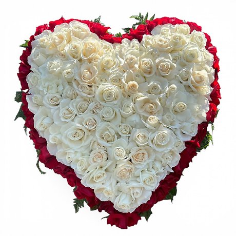 Love you forever- white & red rose solid heart